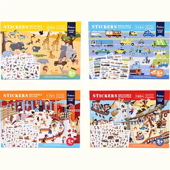 MiDeer Nové Opakovaně použitelné Samolepky Knihy Hry Pad Kolekce Děti Vzdělávací Hračky pro Děti, Puzzle Dárek, Vyměnitelné Scény Pozadí
