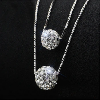Stříbrné náhrdelníky 2016 Nový Design, Módní Double Shambhala 925 Sterling Silver Náhrdelníky Krátké Řetězce pro Ženy, Dívky Šperky Dárkové
