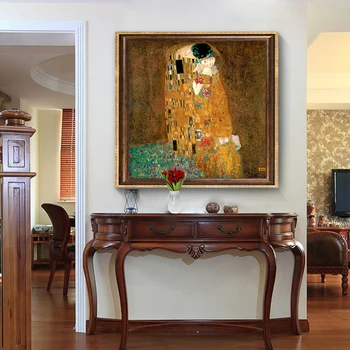 Abstraktní Gustav Klimt Polibek, olejomalba na Plátně, Plakáty a Tisky Skandinávské Umění Zdi Obraz pro Obývací Pokoj Domácí Dekor