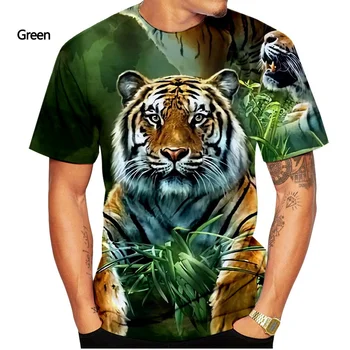 2022 nové módní pánské 3D tygr tisk T-shirt letní krátký rukáv mikina rychleschnoucí ultra-tenké pánské oblečení