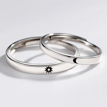Hvězda a Měsíc Pár Kroužky Boho Pár Snubní Prsten Šperky pro Ženy, Muže Valentine Výročí Dárek Módní Šperky Příslušenství
