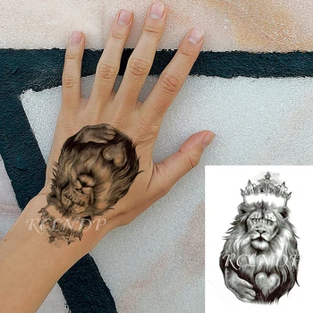Vodotěsný Dočasné Tetování Nálepka Lví Král, Koruna, Kříž, Srdce Vzor Falešné Tatto Flash Tatoo Malé Tělo Umění pro Děti, Ženy, Muži