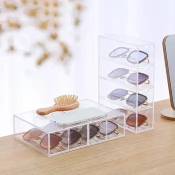 Kosmetické Organizátor Dlouhou Životnost Akrylové Psací Stůl Oddělené Kancelářské Brýle Box 4 Vrstvy Make-Up Štětce Kolonce Školní Potřeby