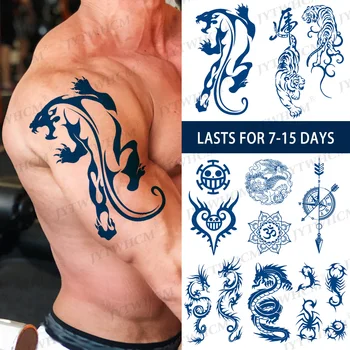 Realistické Scorpion Dočasné Tetování Nálepka Vodotěsné Falešný Dopis Samolepky Tygr, Drak, Flash Art Půl Paži Tetování Pro Muže