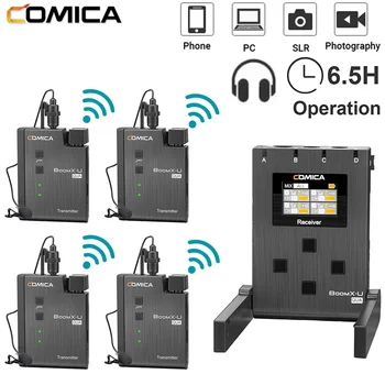 Comica BoomX-U QUA 4 Kanály UHF Bezdrátový Klopový Mikrofon pro Dslr Fotoaparát Telefon Videa Natáčení Rozhovoru Live Streaming