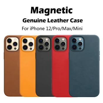 Originální Kožené Pouzdro S Animací Pro iPhone 12 Pro Max Mag Magnetické Bezpečný Pro iPhone 12 Mini 12Pro Max Anti-knock Kryt Případech