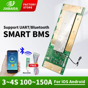 JBD Smart Bms 4S 12V Free Bluetooth 100A 150A Stejný Port Balance Board s Vytápěním Pro Lithiové Baterie Invertor 12V Napájení
