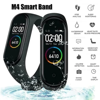 M4 Barva Obrazovky Inteligentní Hodinky Náramek Heart Rate Monitor Fitness Aktivity Tracker Chytrý Kapela Krevní Tlak Hudby, Dálkové Ovládání