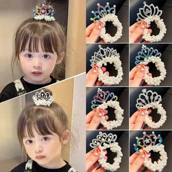 Děti Koruna Perly Vlasy Vazby Elastický pás 2022 Módní Princezna Čelenka pro Dívky, Děti, Roztomilý Květ Vlasy Lano pokrývky hlavy Dárky