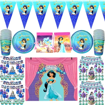 Princezna Jasmine Desky, Banner, Dekorace, Pozadí, Plakát, Narozeniny Šálky Aladdin Lampa Latexový Balónek Dort Toppers