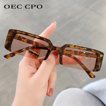 OEC CPO Módní Obdélník, sluneční Brýle, Ženy, Malé Barevné Půl rám Sluneční Brýle Ženské Značka Designer Vintage Brýle Dámy