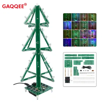 3D Glitter Hudba Vánoční Strom DIY Kit Blikající RGB LED Hudby Obvodu Barevné Světlo Modul Elektronické Pájení Montážní Sady